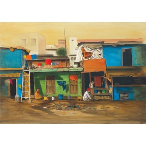 S. A. Noory, Colors of Slum Area , 14 x 20 Inch, Watercolor on Paper, AC-SAN-018